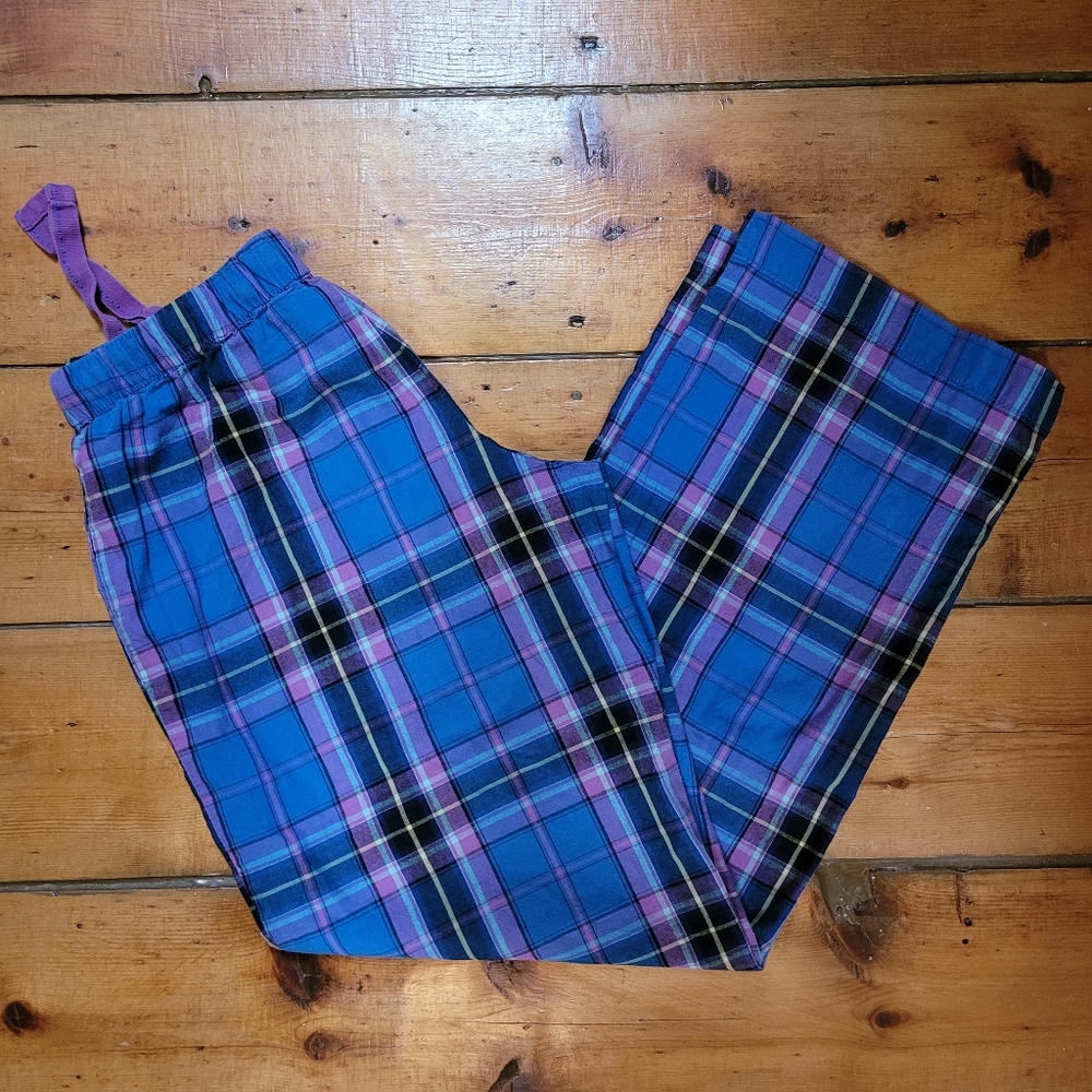 Xhileration Blue & Pink Plaid Pajama Pants